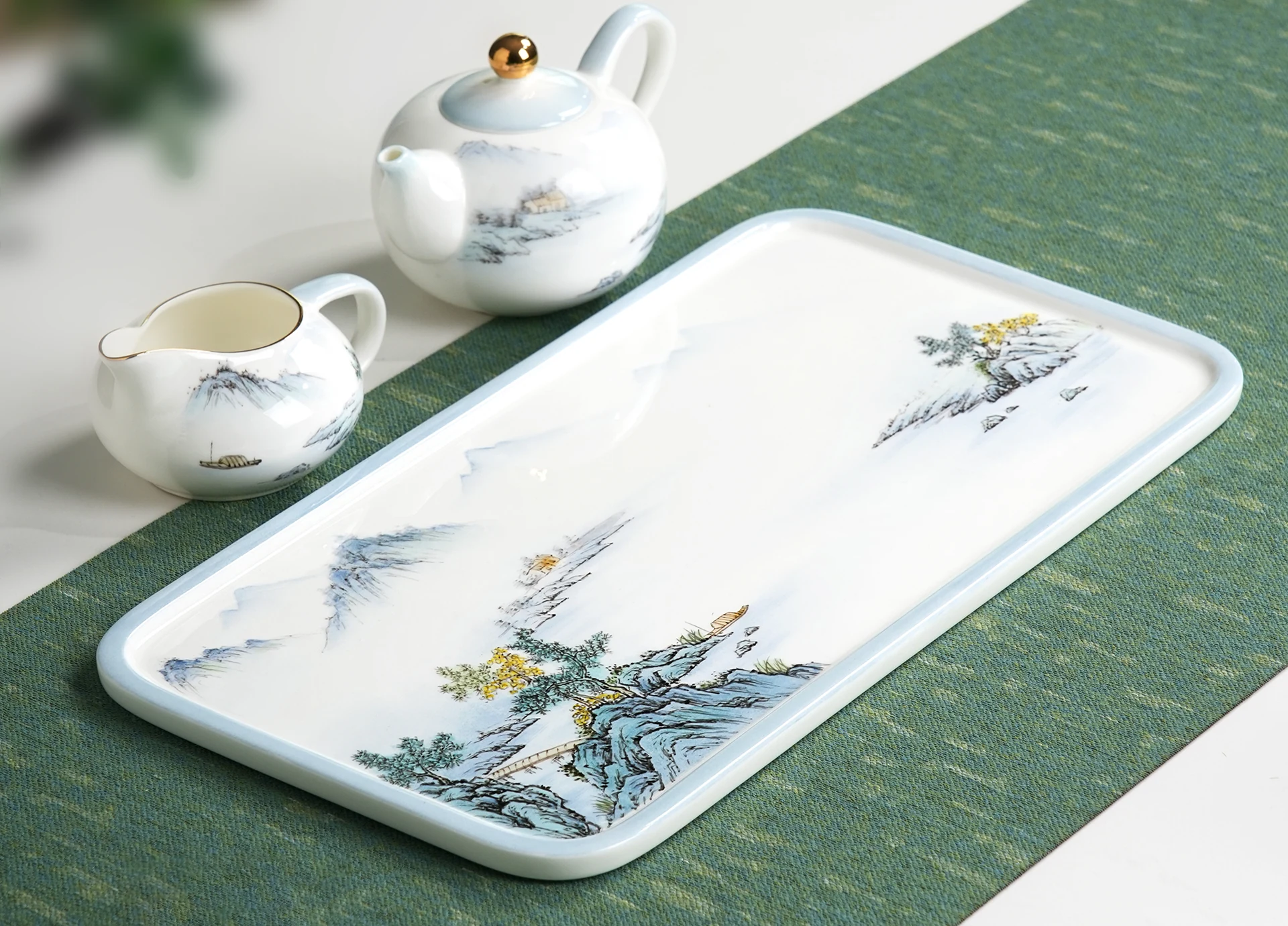 Misty Mountain Village Hand-Painted Tea Set — view 2
